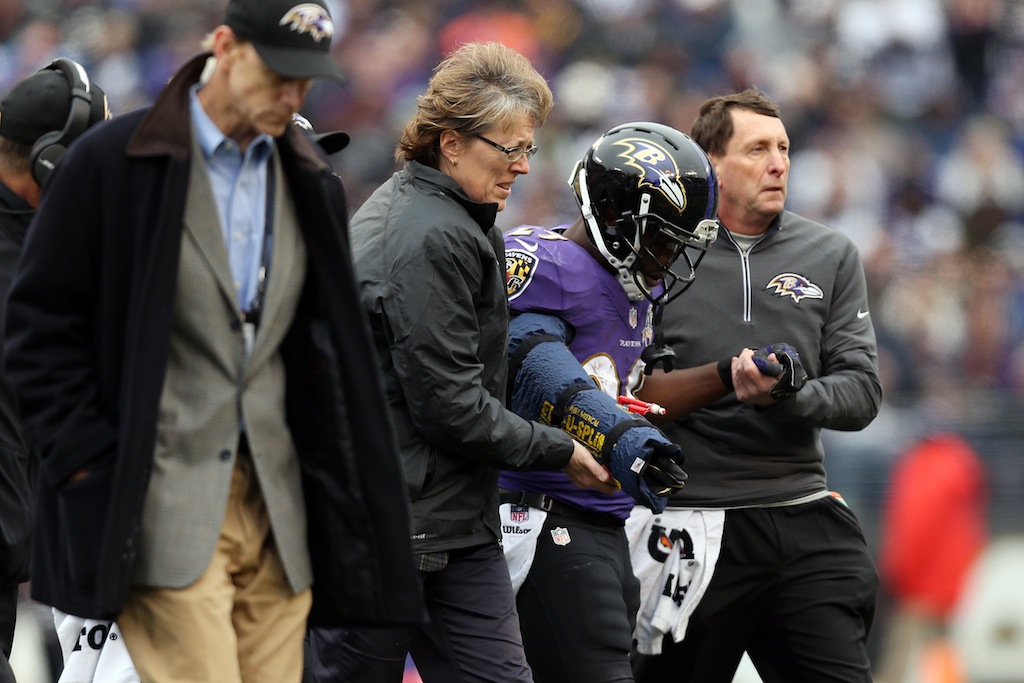 Justin Forsett is helped off the field