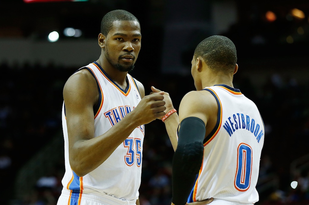 Kevin Durant congratulates his former teammate Russell Westbrook | Scott Halleran/Getty Images