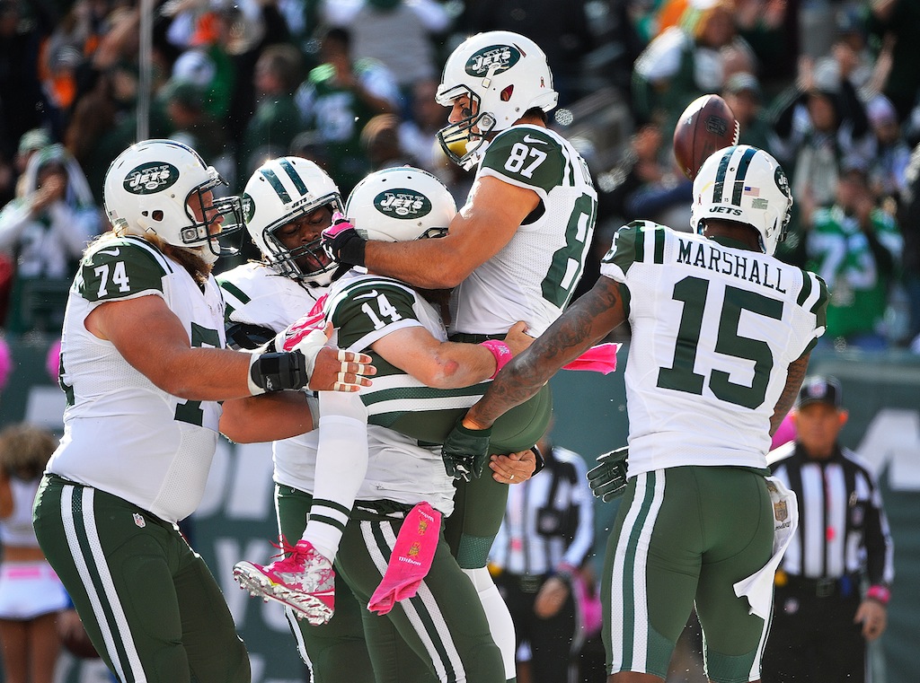New York Jets celebrate a touchdown
