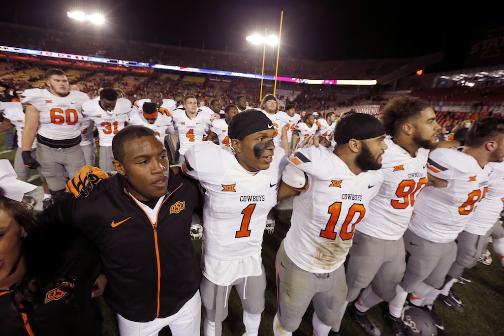 Oklahoma State Cowboys celebrate a victory