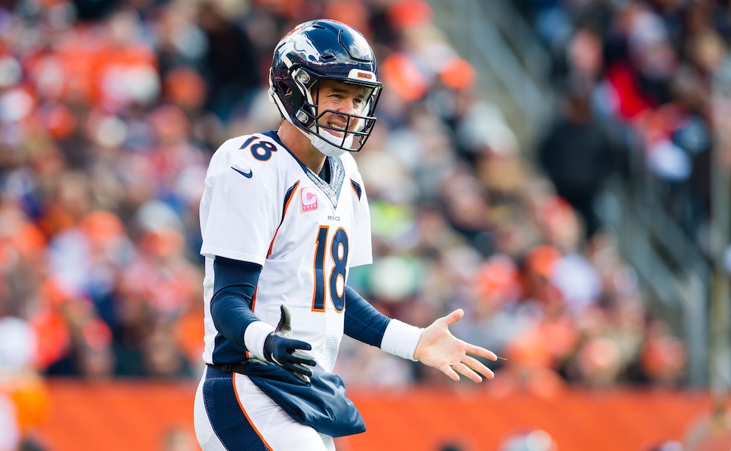 Peyton Manning reacts after an incomplete pass