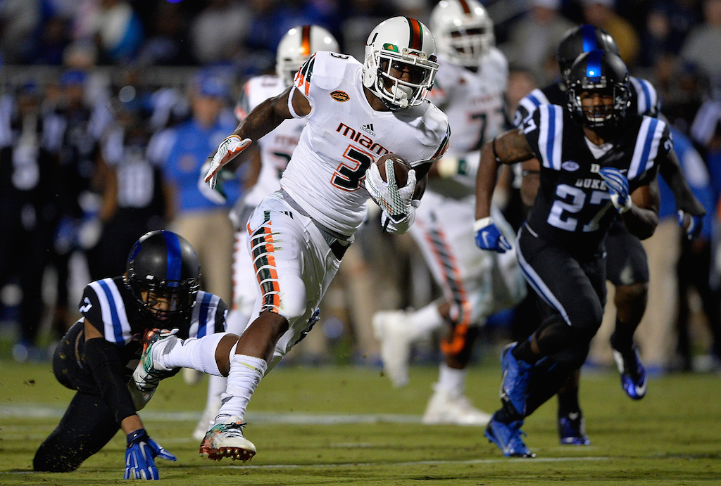 Stacy Coley #3 runs for the Hurricanes