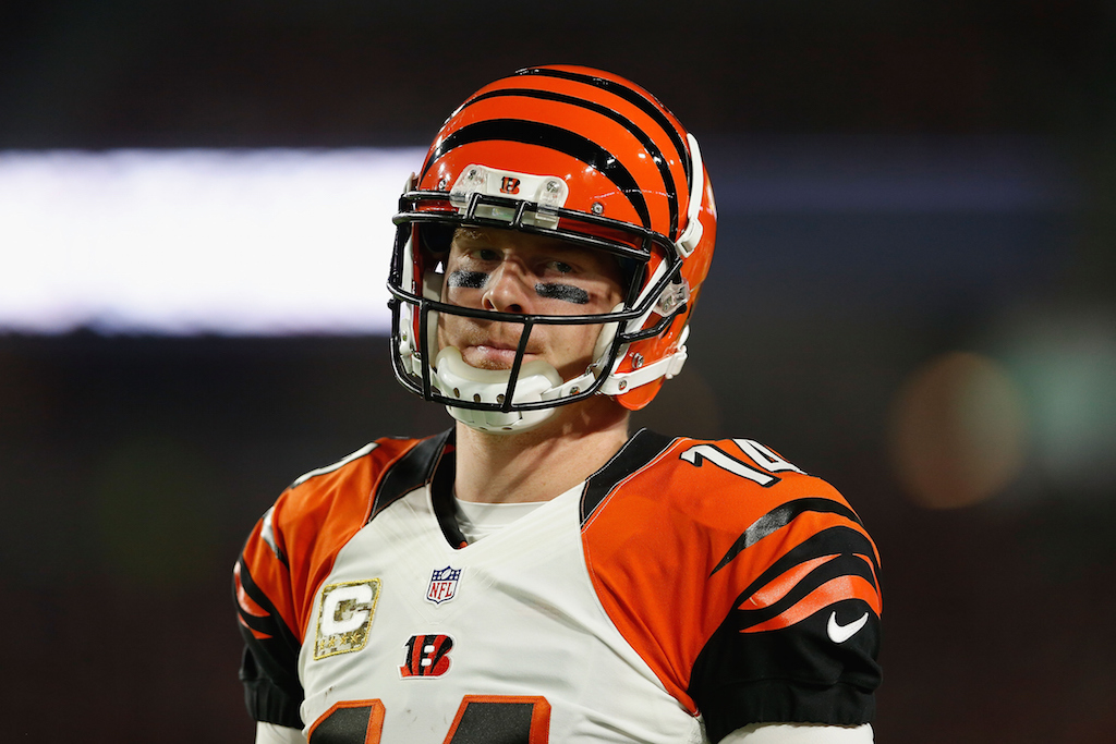 Andy Dalton looks on during a game against the Cardinals