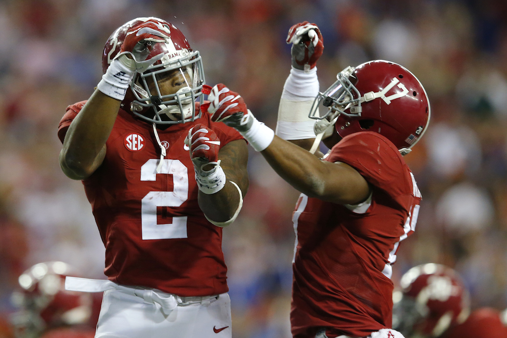 Running back Derrick Henry #2 of the Alabama Crimson Tide celebrates after scoring a touchdown