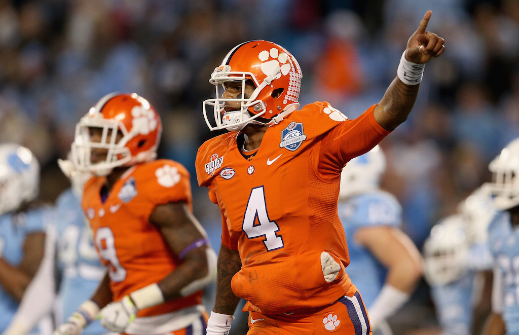 Deshaun Watson celebrates a Clemson touchdown
