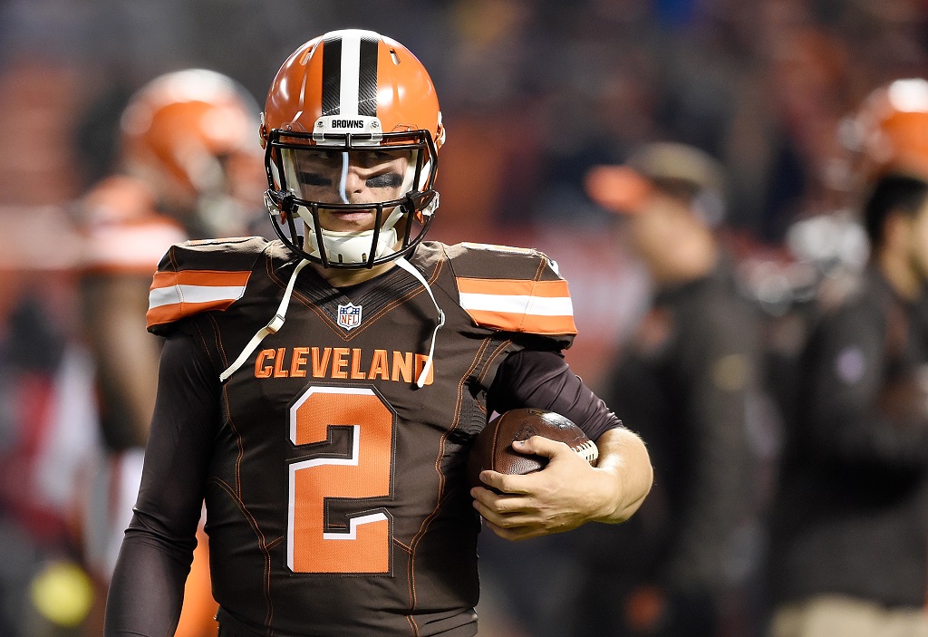 CLEVELAND, OH - NOVEMBER 30: Johnny Manziel #2 of the Cleveland Browns warms up prior to the game against the Baltimore Ravens at FirstEnergy Stadium on November 30, 2015 in Cleveland, Ohio.