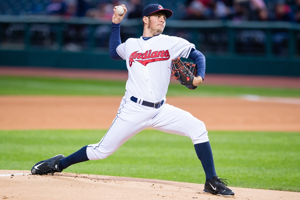 CLEVELAND, OH - OCTOBER 1: Starting pitcher Trevor Bauer #47 of the Cleveland Indians pitches during the first inning against the Minnesota Twins at Progressive Field on October 1, 2015 in Cleveland, Ohio during game two of a doubleheader.
