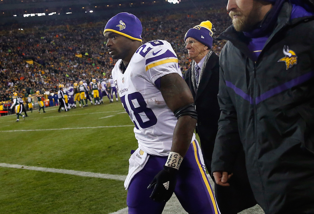 Adrian Peterson walks off the field