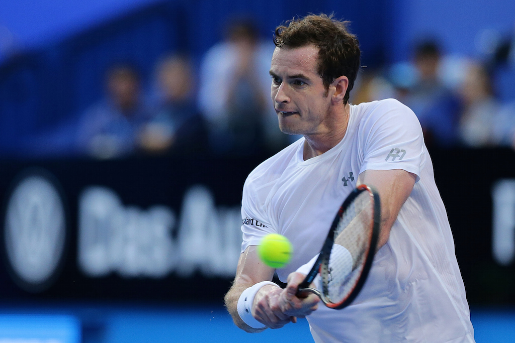 Andy Murray plays a backhand