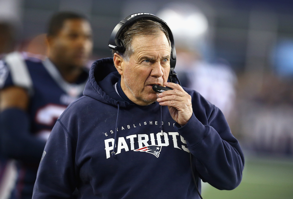 Bill Belichick looks on during a game against the Eagles