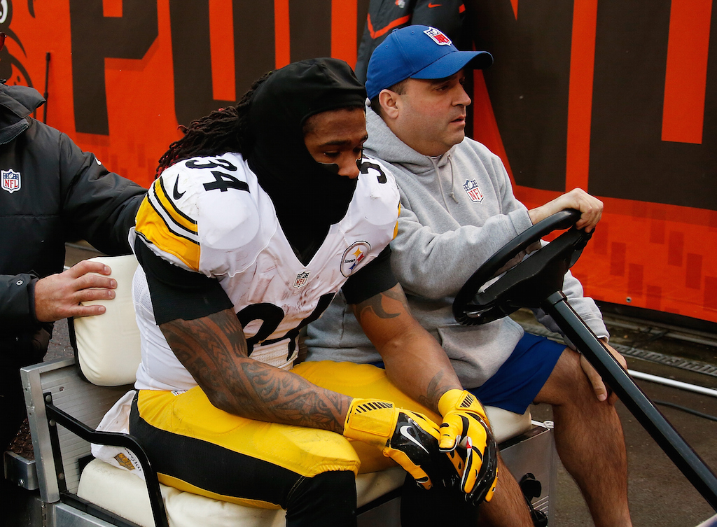 DeAngelo Williams is carted off the field