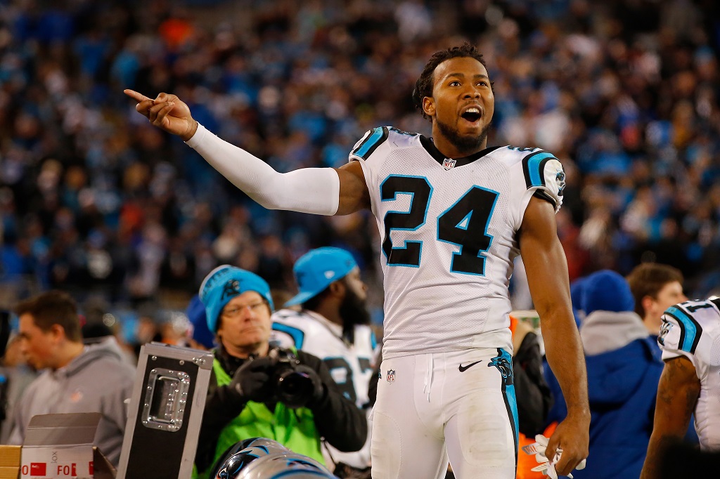 during the NFC Championship Game at Bank of America Stadium on January 24, 2016 in Charlotte, North Carolina.