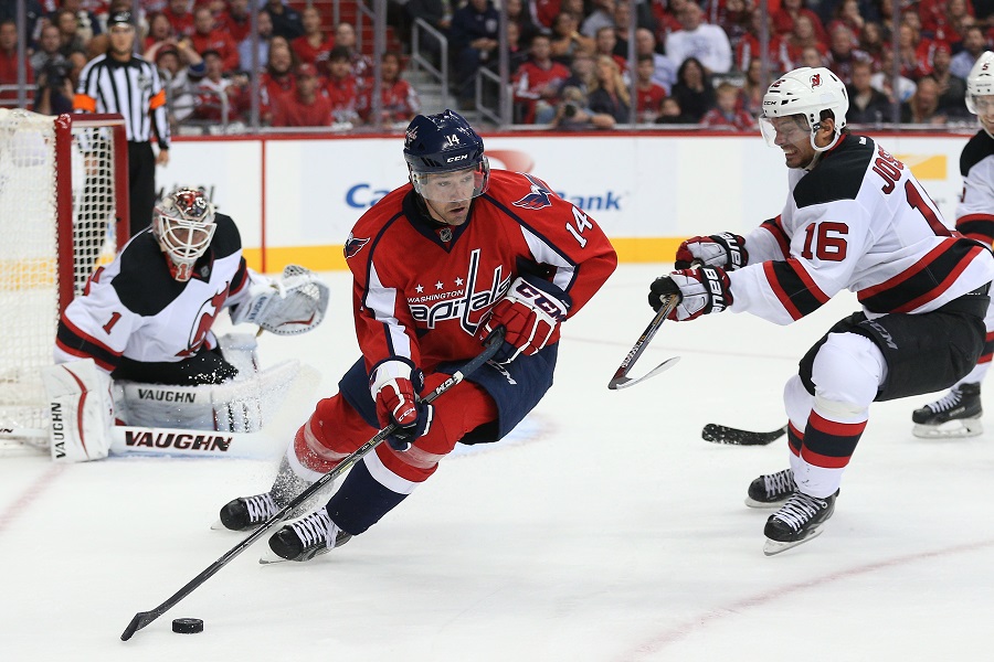 Justin Williams #14 of the Washington Capitals playing a NHL game