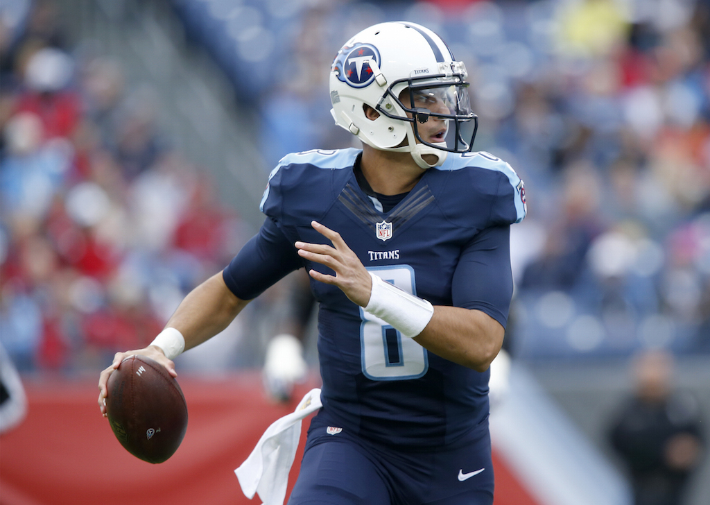 Marcus Mariota looks for a target.