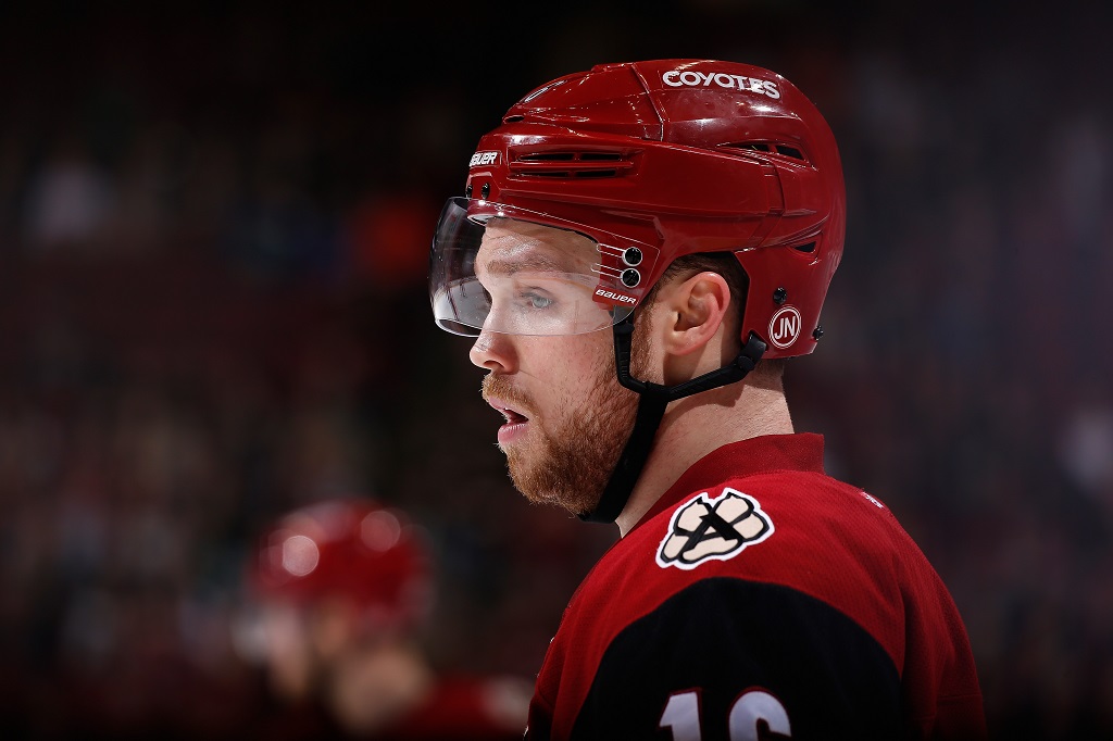 during the NHL game at Gila River Arena on January 18, 2016 in Glendale, Arizona.
