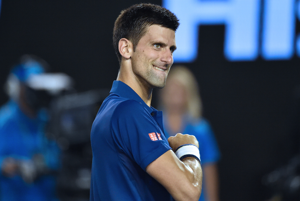 Novak Djokovic celebrates his victory