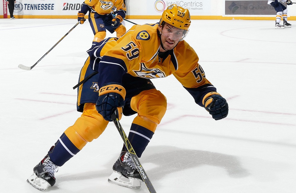 Roman Josi #59 of the Nashville Predators playing hockey game