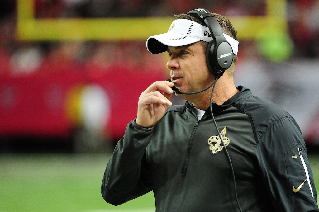 Sean Payton looks on during a game against the Falcons