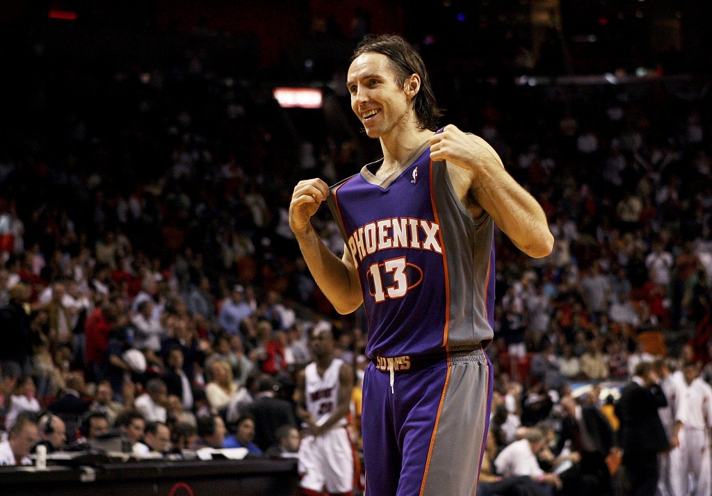 Steve Nash has fun during the game.
