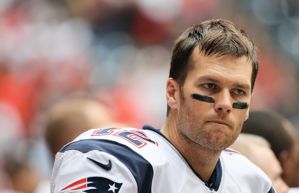 focus on Tom Brady's face at a game