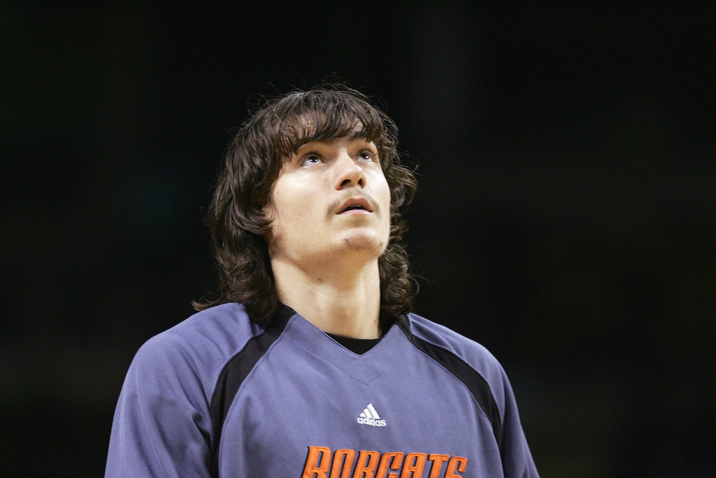 BOSTON - NOVEMBER 08: Adam Morrison #35 of the Charlotte Bobcats looks on before the game against the Boston Celtics defends on November 8, 2006 at the TD Banknorth Garden in Boston, Massachusetts. NOTE TO USER: User expressly acknowledges and agrees that, by downloading and or using this photograph, User is consenting to the terms and conditions of the Getty Images License Agreement. (Photo by Elsa/Getty Images)Elsa/Getty Images