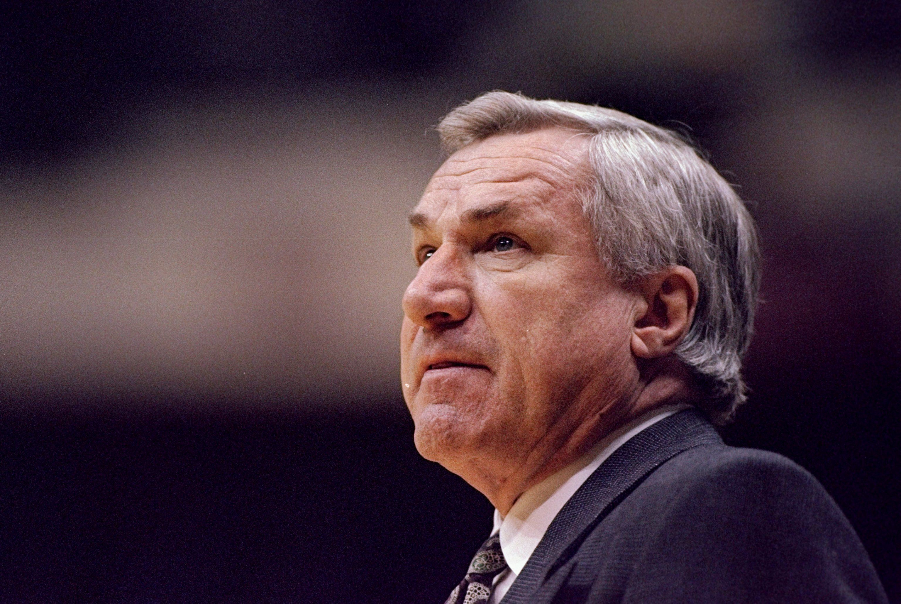 Dean Smith looks up at the scoreboard.