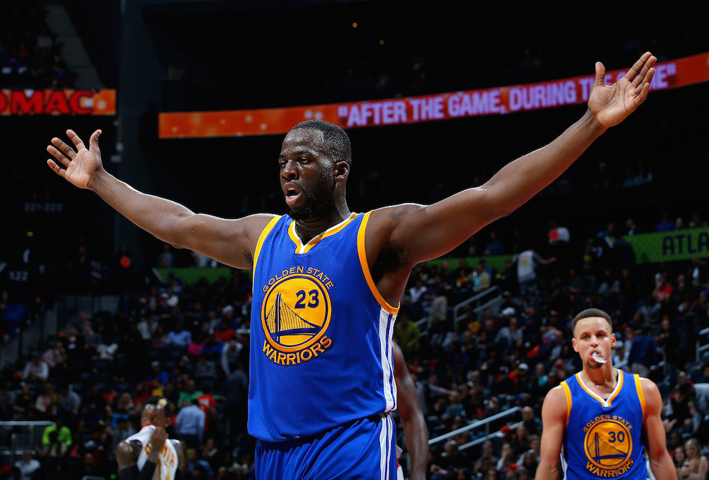 Draymond Green reacts during a game against Atlanta