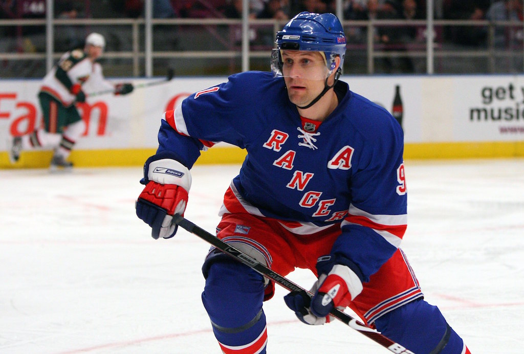 Markus Naslund #91 of the New York Rangers (Photo by Jim McIsaac/Getty Images)