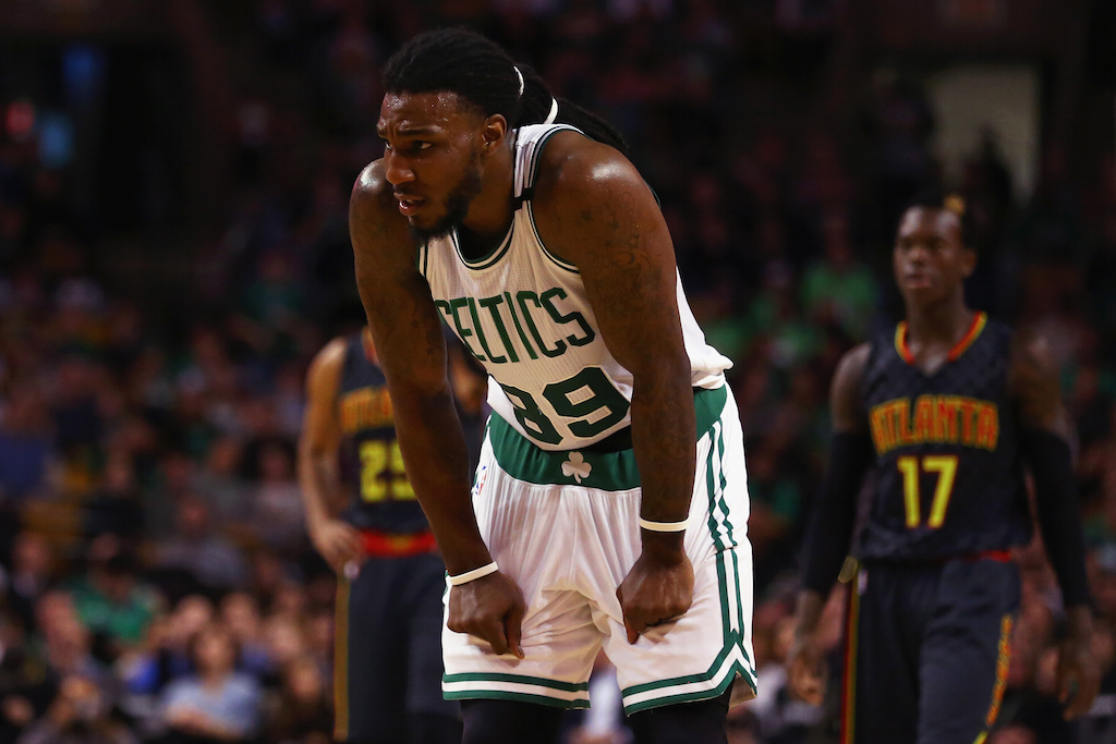 Jae Crowder looks on during a game against the Hawks