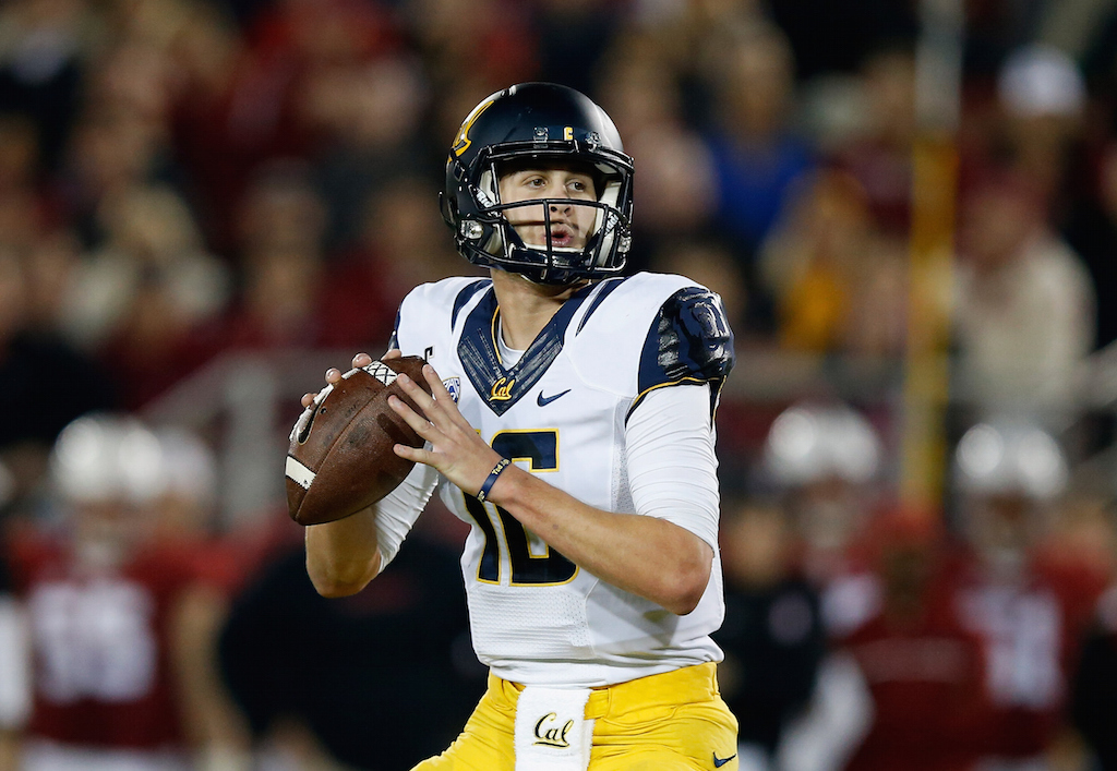 Jared Goff looks to throw against Stanford