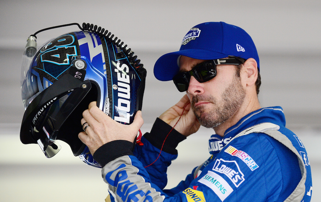 Jimmie Johnson during a practice for the NASCAR Sprint Cup Series Ford EcoBoost 400 