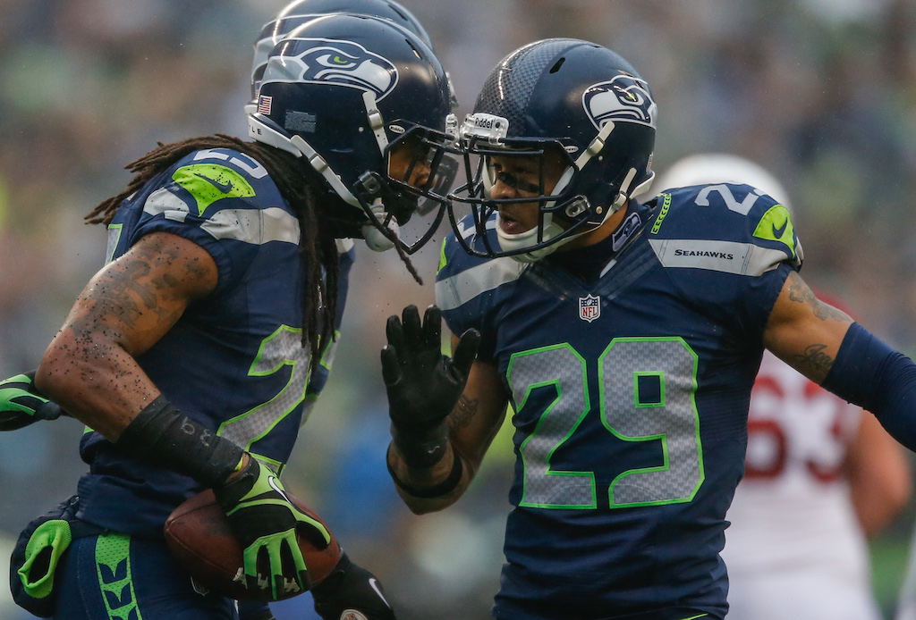 The Seattle Seahawks celebrate a touchdown.
