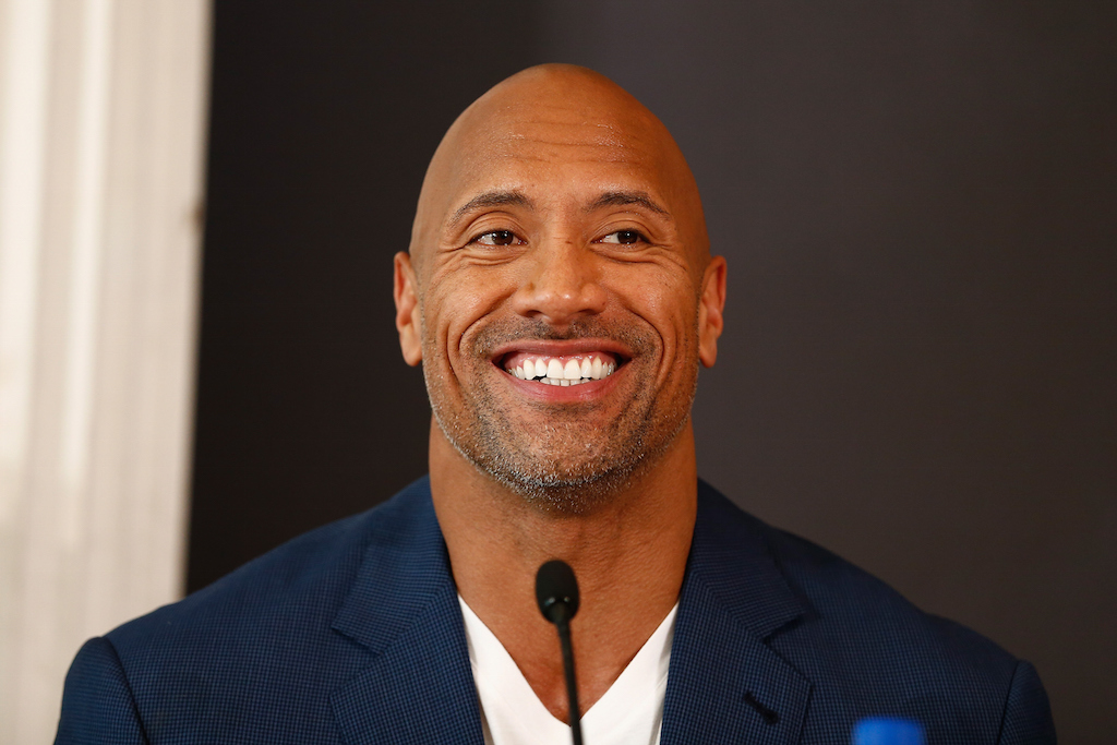 Dwayne Johnson smiles at a "Ballers" Q&A.