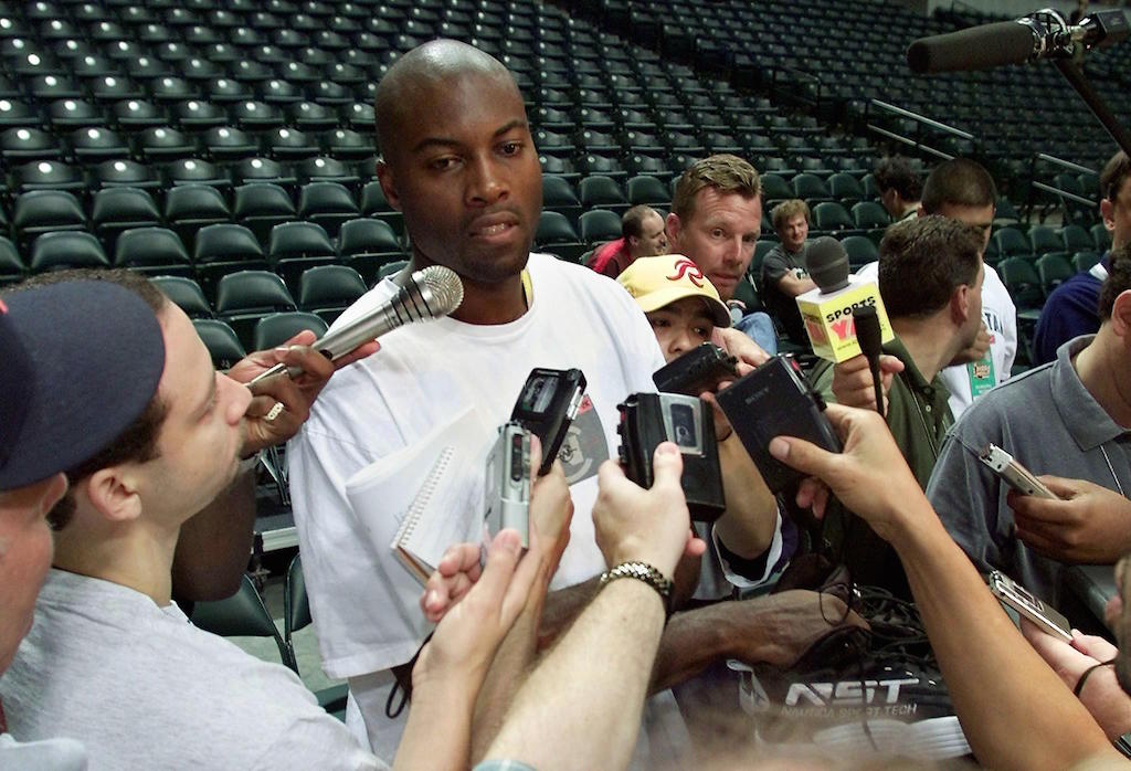 Glen Rice chats with the media.