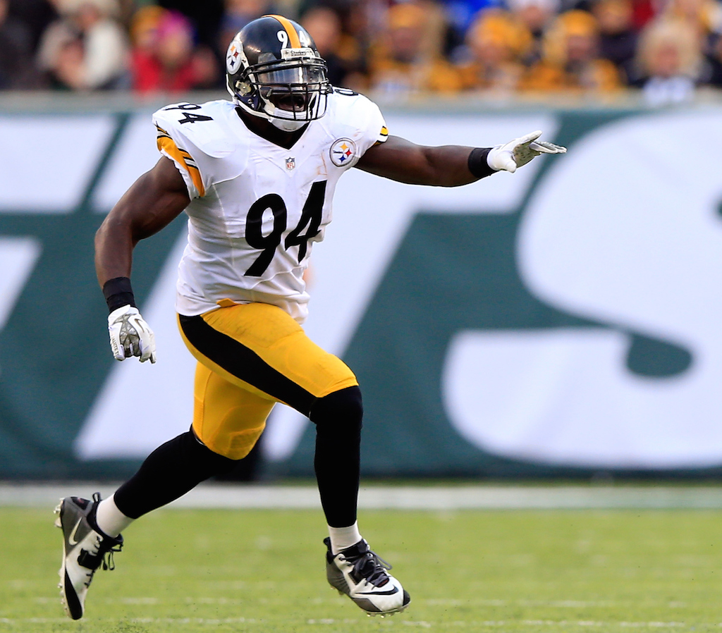 Linebacker Lawrence Timmons, now with the Miami Dolphins, chases a ball carrier.