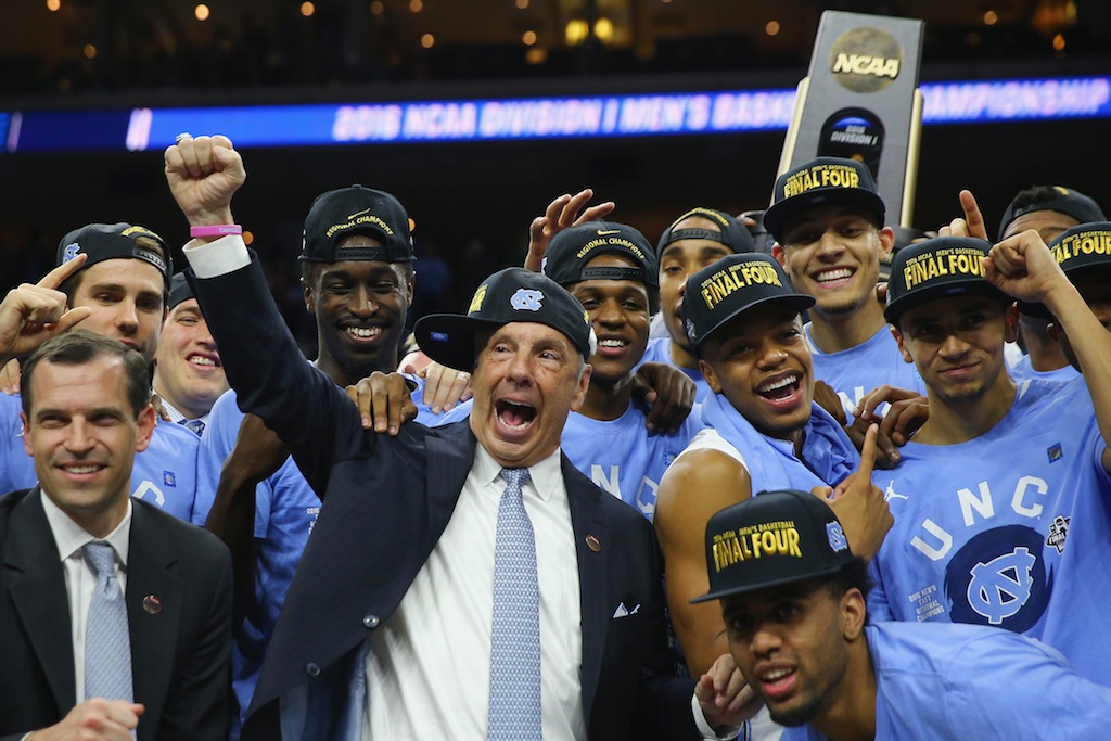 North Carolina Tar Heels celebrate a trip to the Final Four.