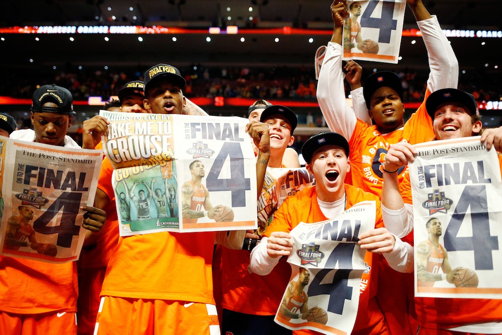 Syracuse Orange celebrate a trip to the Final Four. 
