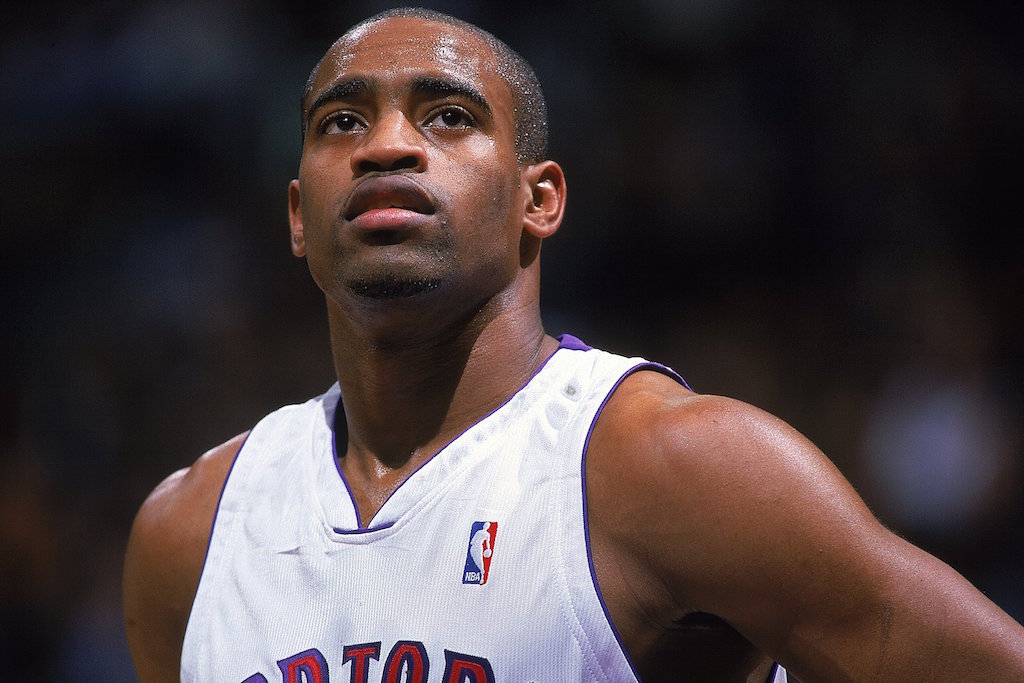 Vince Carter looks on during a game