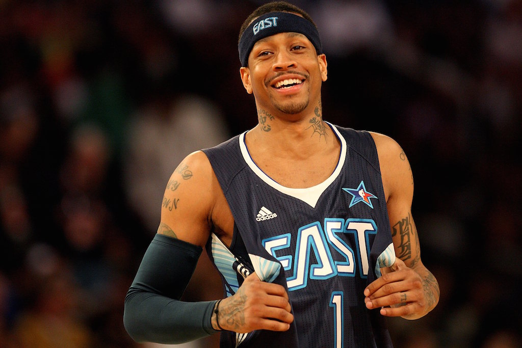 Allen Iverson of the Eastern Conference smiles during the 58th NBA All-Star Game.