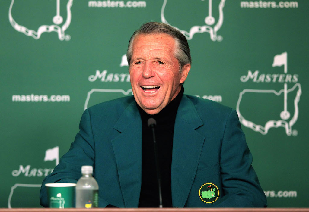 Gary Player meets with the media during the first round of the 2012 Masters Tournament