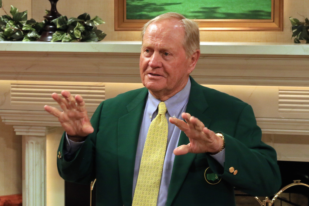 Jack Nicklaus talks to the media.