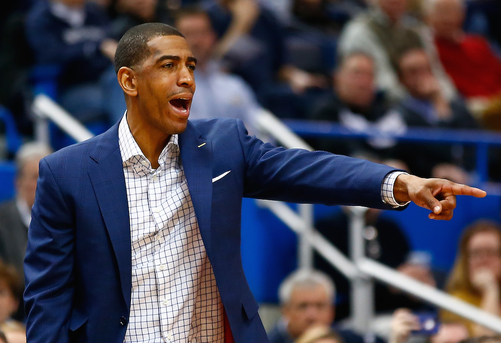 Kevin Ollie coaches against South Florida.
