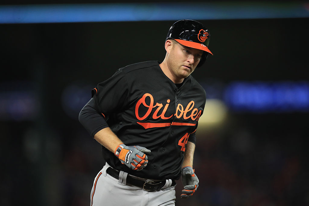 Mark Trumbo of the Baltimore Orioles runs the bases after a home run against the Texas Rangers on April 15, 2016. | Ronald Martinez/Getty Images