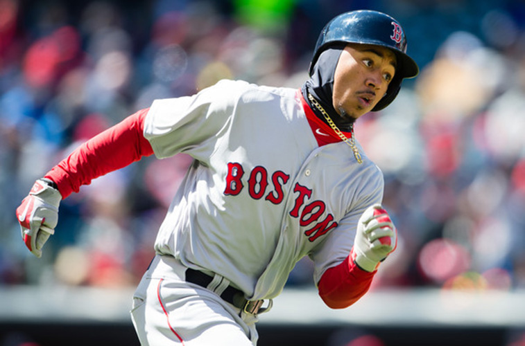 Mookie Betts rounding the bases for the Boston Red Sox