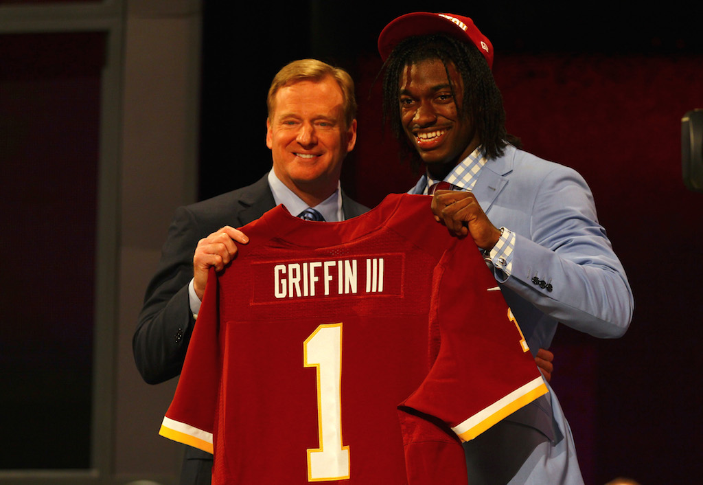 The Washington Redskins selected former Baylor quarterback Robert Griffin III with the second overall pick in the 2012 NFL Draft. 