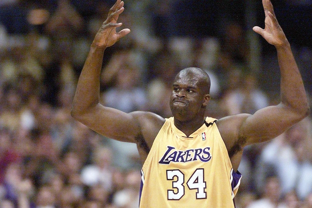 Shaquille O'Neal reacts to a call.