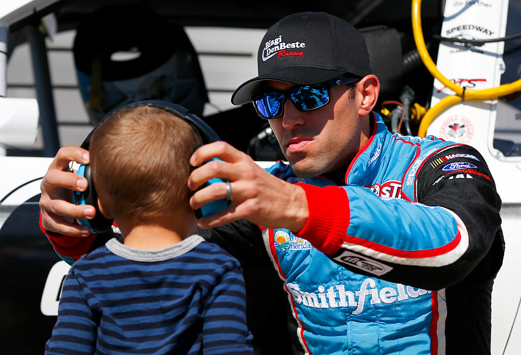 Aric Almirola with his son