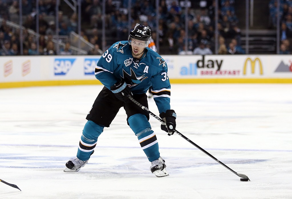 SAN JOSE, CA - APRIL 29: Logan Couture #39 of the San Jose Sharks in action against the Nashville Predators in Game One of the Western Conference Second Round during the 2016 NHL Stanley Cup Playoffs at SAP Center on April 29, 2016 in San Jose, California.