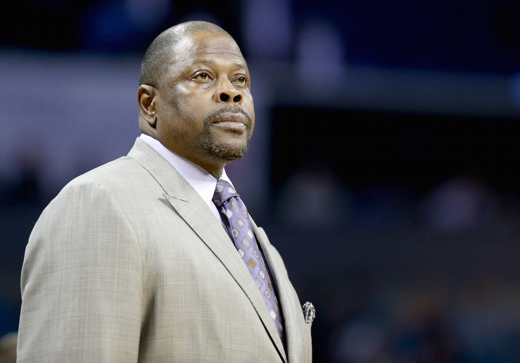 Patrick Ewing on a basketball court. Patrick Ewing on a basketball court.