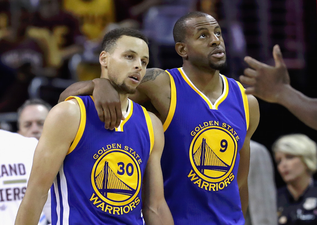 Stephen Curry #30 and Andre Iguodala during Game 4 of the 2016 NBA Finals. | Ronald Martinez/Getty Images